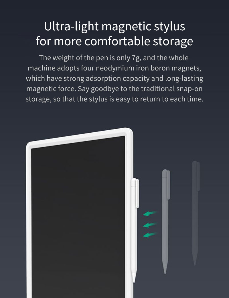 ultra-light magnetic stylus for more confortable storage