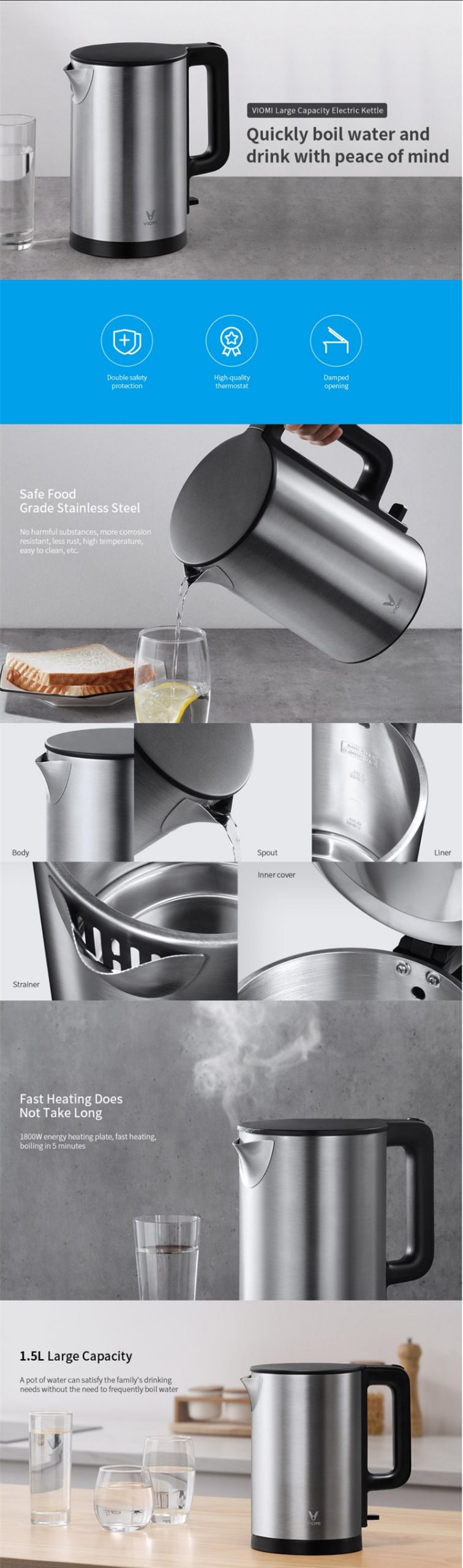VIOMI Stainless Steel Electric Kettle 1.5L