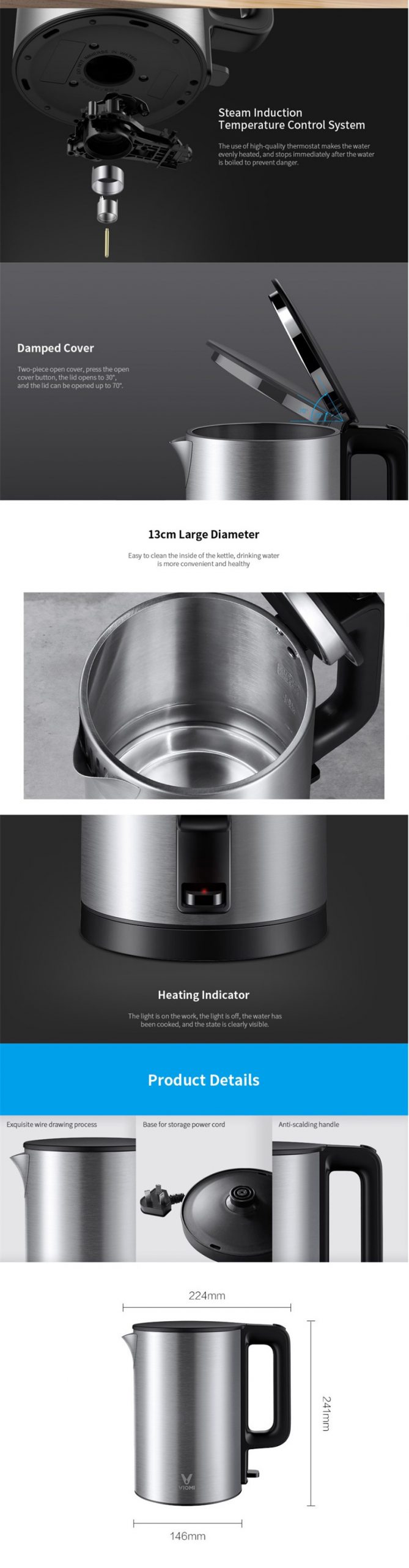 VIOMI Stainless Steel Electric Kettle 1.5L